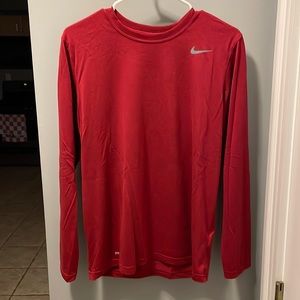 Mens Red Nike Dri-Fit long sleeve tshirt
